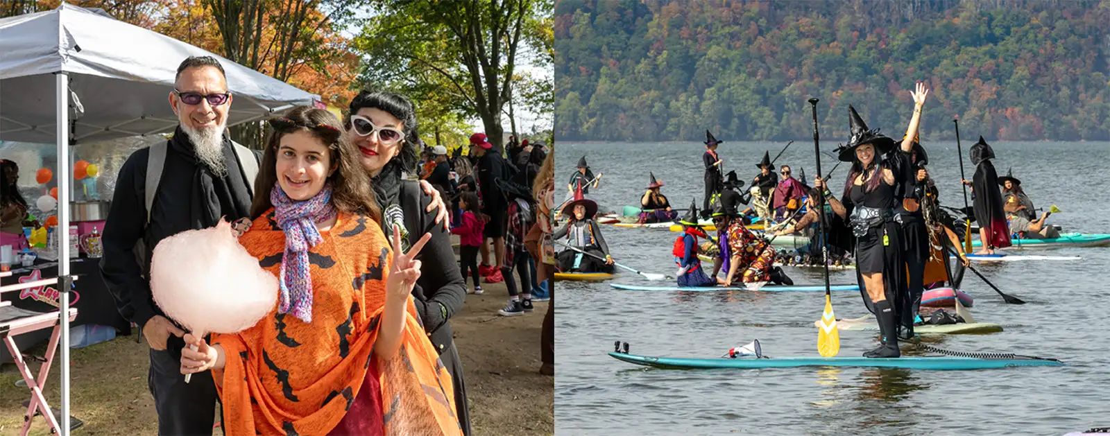 Collage of festival goers in witch costumes